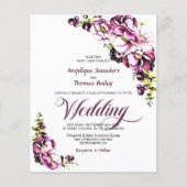 Budget Roze Floral Wedding Uitnodiging (Voorkant)