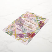 Budget Roze florale en goudgeometrische vormgeving Folie Uitnodiging (Gedraaid)