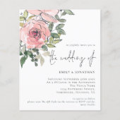 Budget roze Florals QR Code Weddenschap (Voorkant)