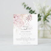 Budget roze Florals Script Weduwen Uitnodiging (Staand voorkant)