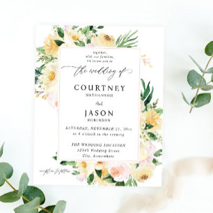 Budget Roze & Gele Bloem Bruiloft Flyer