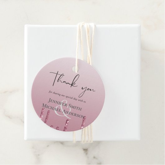 BUDGET Roze Glitter Trouwen Bedankjes Labels (In situ)