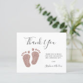 Budget Roze Glitter Voeten Baby Shower Bedankt  (Staand voorkant)