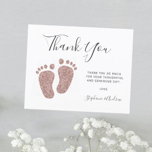 Budget Roze Glitter Voeten Baby Shower Bedankt 