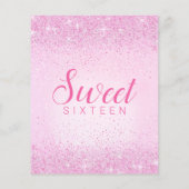 Budget Roze Glitters, Sweet 16 Uitnodigingen (Achterkant)