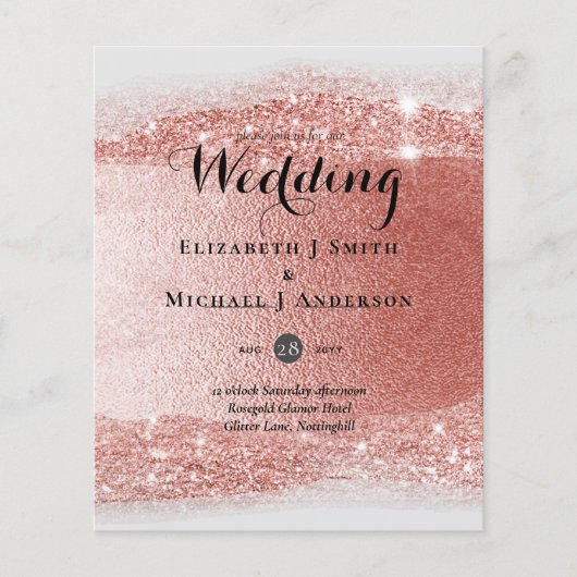 Budget Roze goud Glitter Folie Look Bruiloft (Voorkant)