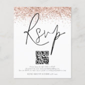 Budget Roze Goud Glitters QR Code Huwelijks RSVP B (Voorkant)