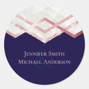 Budget Roze Gouden Folie Look Geometrische Trouwda Ronde Sticker