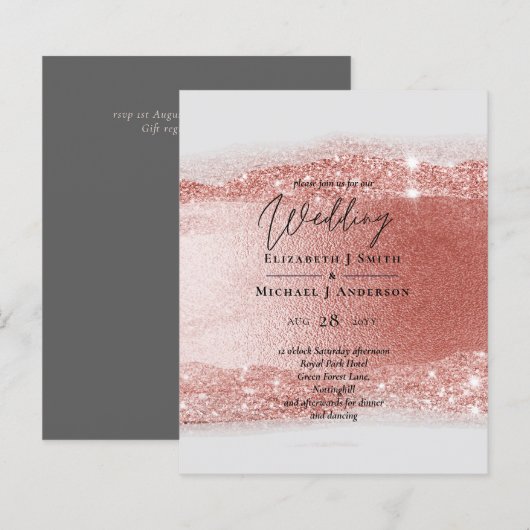 Budget Roze gouden glinsterfolie uitziende trouw- (Voorkant / Achterkant)