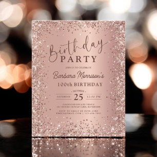 Budget Roze Gouden Glitter 100ste Verjaardagsuitno Flyer