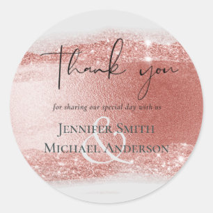 Budget Roze gouden Glitter Folie Look Bruiloft Ronde Sticker