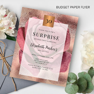 Budget roze gouden uitnodiging voor 30e verjaardag flyer