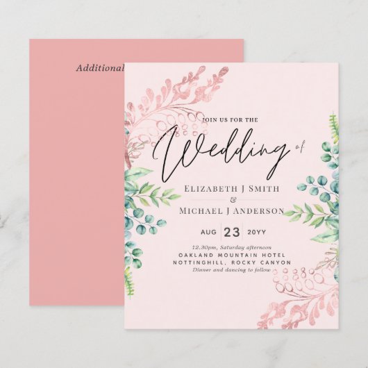 BUDGET Roze Goudkleurige Salie Eucalyptus Groen Bl (Voorkant / Achterkant)