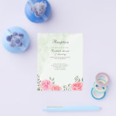 Budget roze groen Roos Floral Wedding Reception Flyer (Enkel)