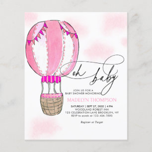 BUDGET Roze Hete Luchtballon Meisje Oh Baby shower
