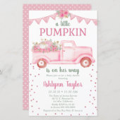 Budget roze Little Pumpkin Baby shower Invitation (Voorkant / Achterkant)