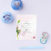 BUDGET roze Magnolias Floral Wedding Invite Flyer (Enkel)