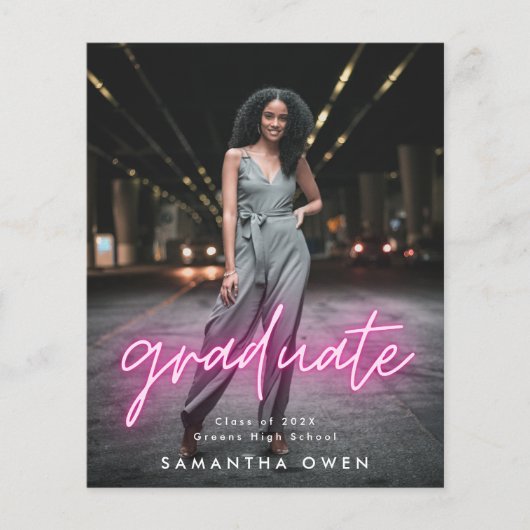 Budget  Roze Neon Afstuderen Flyer (Voorkant)