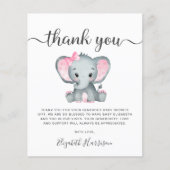 Budget Roze olifant Baby shower Hartelijk dank (Voorkant)