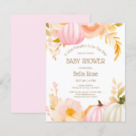 Budget Roze Pompoen Herfst Baby shower Invitation