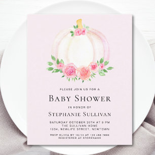 Budget Roze Pompoen Meisje's Baby shower Invitatio