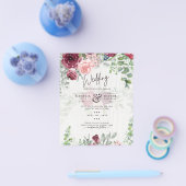 BUDGET Roze Roos Roest Bruiloft UITNODIGING Flyer (Enkel)