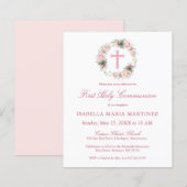 Budget Roze Rose Bloemen Eerste Heilige Communie (Voorkant / Achterkant)