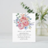 Budget Roze Rose Bloemen Waterverf QR Code Huwelij (Staand voorkant)