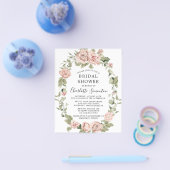 Budget Roze Rose Floral Bridal Shower Flyer (Enkel)