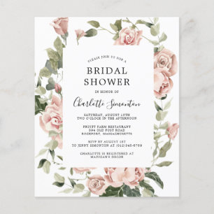 Budget Roze Rose Floral Bridal Shower Flyer