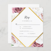 Budget roze Rose Geometric Floral RSVP Card (Voorkant / Achterkant)