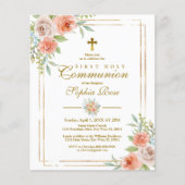 Budget roze Rose & Gold First Community Uitnodigin (Voorkant)