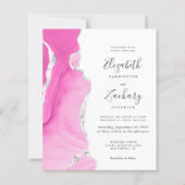 Budget roze Siver Agate Modern Wedding Uitnodiging (Voorkant)