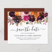 Budget roze Terracotta Mauve Floral Save the Date (Voorkant / Achterkant)