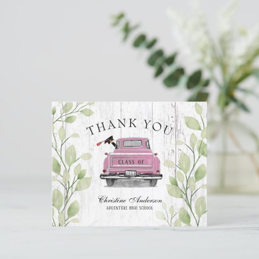 Budget Roze Truck Afstuderen Dank u (Staand voorkant)