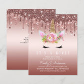 BUDGET Roze Unicorn Baby shower Drijvende glitter (Voorkant / Achterkant)