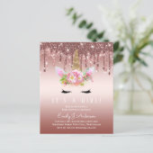 BUDGET Roze Unicorn Baby shower Drijvende glitter (Staand voorkant)