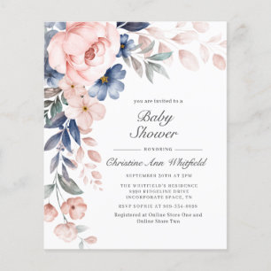 Budget Roze Waterverf Floral Blush Baby shower