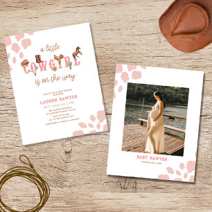 Budget Roze Western Cowgirl Baby shower Invitation Flyer