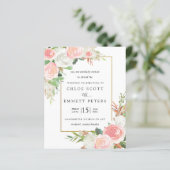 Budget roze White Floral Rustic Wedding Invitation (Staand voorkant)