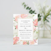 Budget roze White Floral Rustic Wedding Invitation (Staand voorkant)