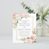 Budget roze White Floral Rustic Wedding Invitation (Staand voorkant)