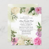 Budget Roze White Paars Floral Funeral Invitation (Voorkant / Achterkant)