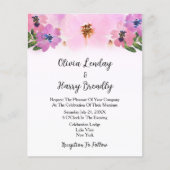 Budget Roze Wilde Bloem Tuin Bruiloft Uitnodiging (Voorkant)