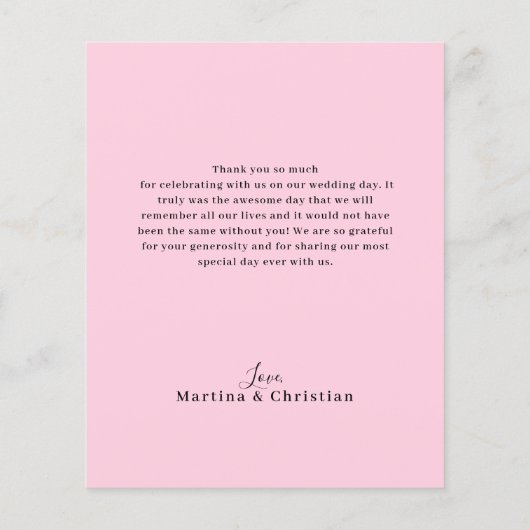 Budget Rozen Bruiloftdank u Flat Kaart (Achterkant)