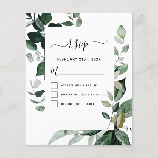 Budget RSVP Botanical Greenery Foliage Weddenschap Flyer (Voorkant)
