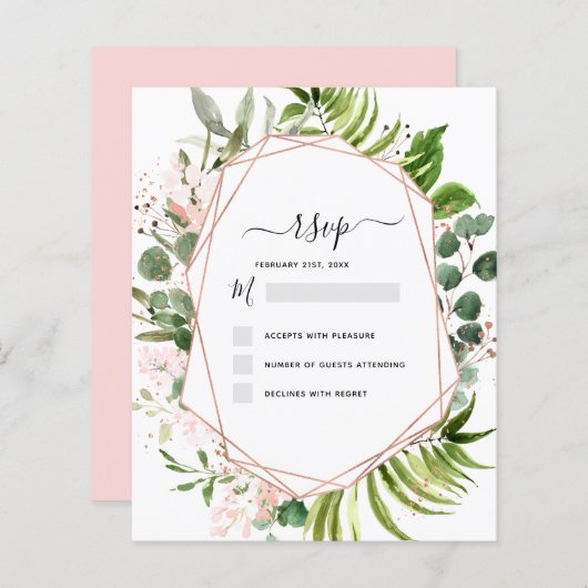 Budget RSVP Eucalyptus Greenery Geometric Elegant (Voorkant / Achterkant)