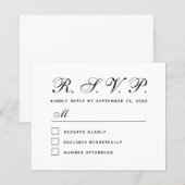 Budget RSVP Zwart-Wit Trouwreactiekaart (Voorkant / Achterkant)