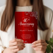 Budget Ruby Red Swirl 40th Jubileum Invitations