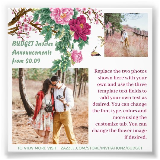 BUDGET Russe Bourgogne rose Modèle photo floral (Devant)